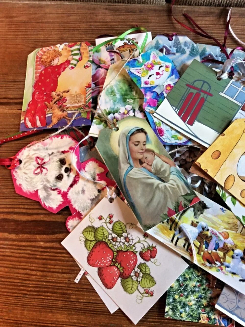 46 Handmade Gift Tags, Assorted Designs & Occasions, Gift Wrapping Tags